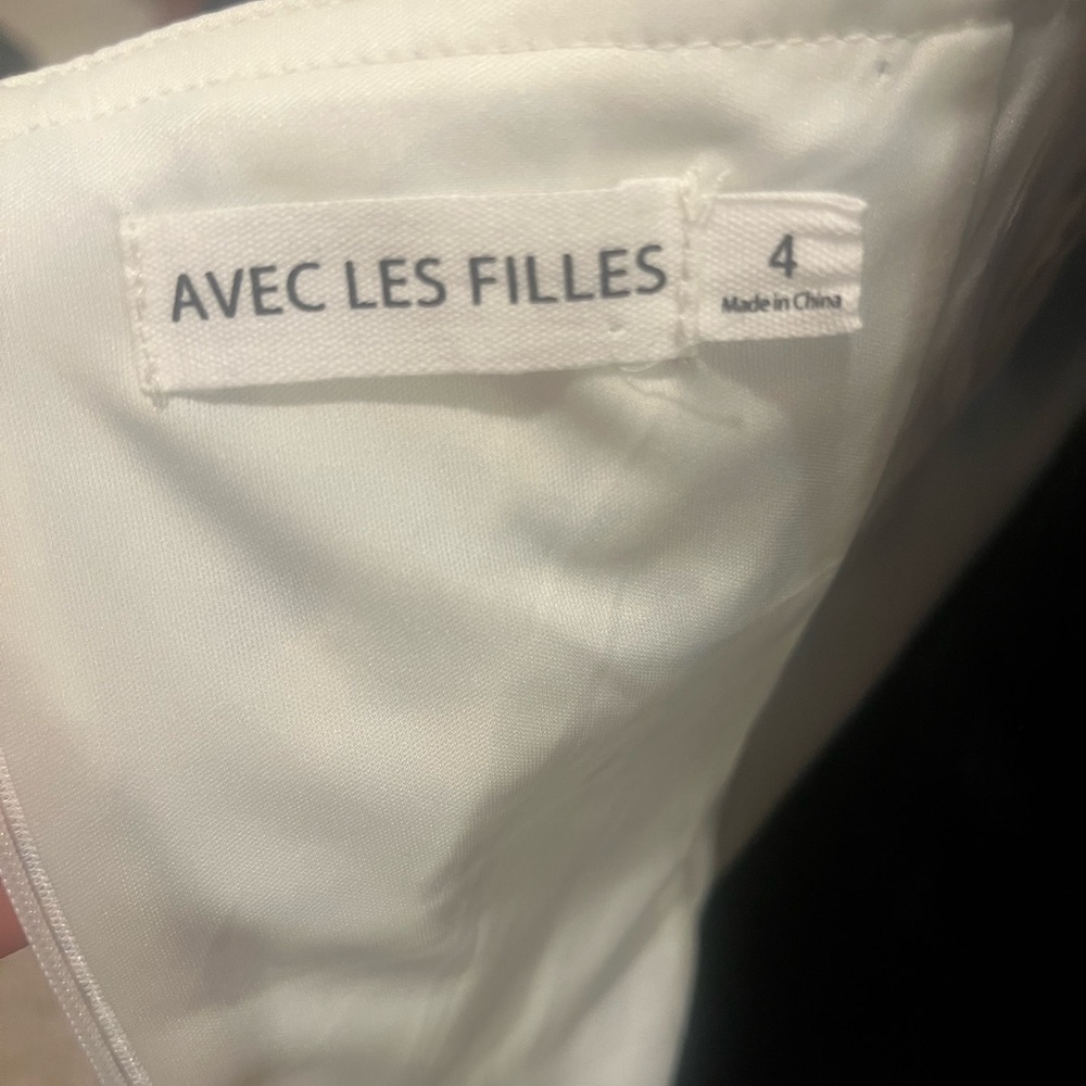 Avec Les Filles Blue and White Palm Midi Dress- size 4 - Picture 6 of 7